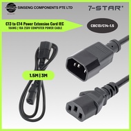 7-STAR* C13 to C14 Power Cable IEC 1.5M/3M Extension Power Cord 3Pin with Safety Mark / C13 C14 AC P