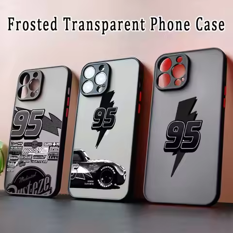 Cars L-Lightning M-McQueen For iPhone 17 Air 16E 16 15 14 13 12 11 8 7 mini Pro Max Plus Frosted Tra