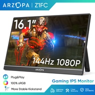 ARZOPA 16.1 ''144Hz IPS จอมอนิเตอร์ Portable Monitor หน้าจอเกมแบบพกพา, 100% sRGB, 1080P พร้อมคอมพิวเตอร์แล็ปท็อป HDMI USB 3.1สำหรับสวิตช์, PC, PlayStation, Xbox, PS5, Mac