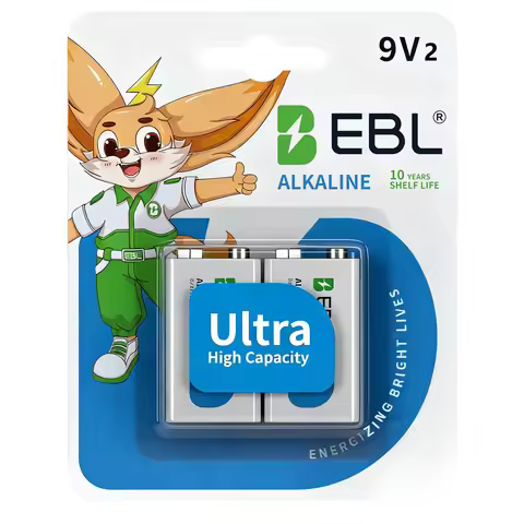 EBL Ultra High Capacity Energy 9V Batteries Alkaline 9 Volt Battery 6LR61 Long-lasting performance Z