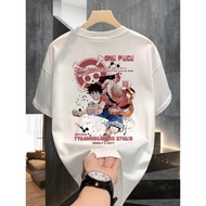 ((Pure Cotton) Summer Pure Cotton One Piece Short-Sleeved Japanese Comic Print Niche Design Street Wear Top T-Shirt