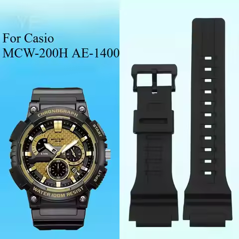 For Casio MCW-200H AE-1400 Men's Silicone Watch Strap Raised Interface Resin Watch Strap Original Wa