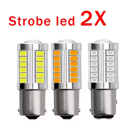 2x strobe LED Bulbs P21W 1156 BA15S 1157 BAY15D Turn Signal Lights 12V 5630-33SMD 7000K White Revers