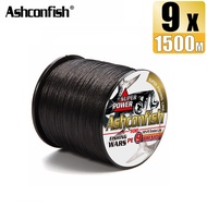 Ashconfish สายพีอีเอ็นตกปลาถัก9เส้น1500เมตร X9สีบริสุทธิ์15-90LBS สายถักเปีย