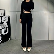 Flare Pants - Highwaist Flare Pants - Women's Semi-Cutbray Culottes