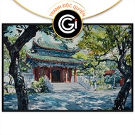 Tranh phong cảnh vẽ chùa phật giáo. Tranh treo tường dán tường sơn dầu canvas trang trí.CGI-2048
