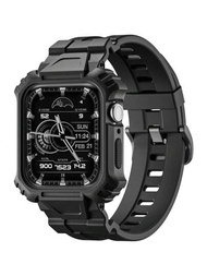 適用於男士的運動手錶殼（帶錶帶）,兼容apple Watch Series 7 45mm和series 6/se/5/4 44mm,提供防護保護達到測試標準,附帶腕帶,適用於 Series 7/6/5/4/se