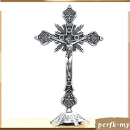 [PerfkMY] Crucifix with Stand Table Cross Figurine Standing Crucifix for Altar, Home, Chapel, Living