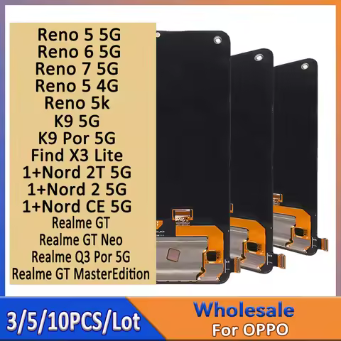 3/5/10 For OPPO Reno 5 6 7 5G 5K LCD K9 K9 Por 5G Screen 1+Nord 2T 2 CE 5G Display Realme Q3 Por 5G 
