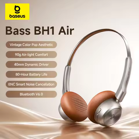 Baseus BH1 Air Wireless Headphones Bluetooth 6.0 ENC Noise Cancellation Lightweight 90g Over Ear Hea