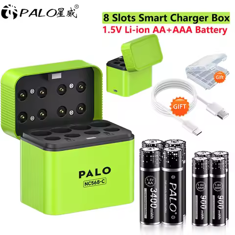 PALO 100% Original AA+AAA Rechargeable Battery 1.5V 2A 3400mWh 3AA 900mWh Lithium-ion Batteries with