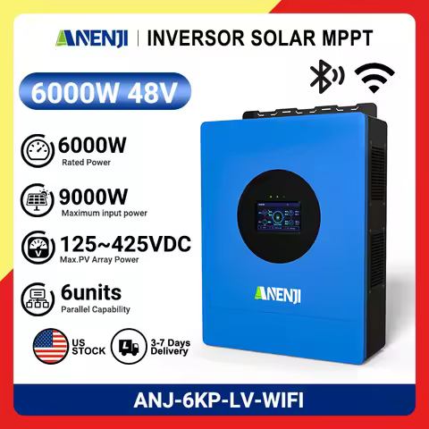 6KW 48V off grid inverter 110/120V pure sine wave MPPT solar charging single 120V hybrid inverter ca