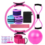 11Pcs/Set Yoga Fitness Kit with Pilates Ring Yoga Ball Glute Booty Band Figure 8 Resistance Band Str