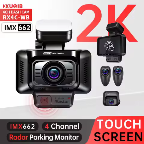 XUOIB RX4C 2K 4CH GPS Dash Cam for Car IMX662 External Left&Right Cam 4'' Touch Screen 24H 360° Park
