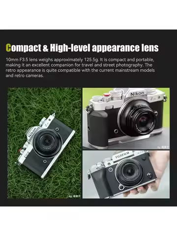 7artisans 10mm F3.5 APS-C 108° Ultra-Wide Angle Fixed Focus Lens for Fujifilm XF Sony E Nikon Z Micr