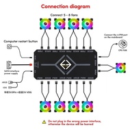 BT ARGB PWM Fan Hub 5V 3PIN ARGB 4PIN PWM  Case Fan Hub Controller  Power Input 8 Port Adapter for A