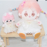 10cm20cm Cotton Doll White Princess Dress 20cm Baby Clothes Dress Headband Set Dress Up Accessories 