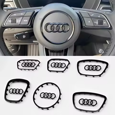 For Audi A3 A4 B8 8P B9 8V A5 A6 C7 A7 Q3 Q5 Q7 Automobile Steering Wheel Logo Bright Frame Strip El