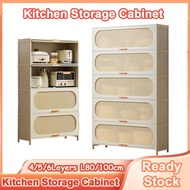 🔥Ready Stock🔥Cream Storage Cabinet Bamboo Kitchen Cupboard Dustproof Multi-Layer Dining Sideboard