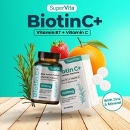 【Ada COD】Biotin C+ by SuperVita (30 tablets) Vitamin B7 C Untuk Kesihatan Rambut & Kulit Sesuai Lela