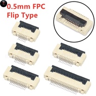 PTS 10pcs 0.5mm Pitch Under Clamshell Socket FPC FFC Flat Cable Connector 4P 5P 6P 8P 10P 12P 14P 16