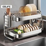 GSlife 2/3 Tier Stainless Steel Dish Drainer Rack for Kitchen Countertop