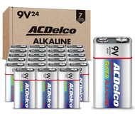 ACDelco 24-Count 9 Volt Batteries, Maximum Power Super Alkaline Battery, 7-Year Shelf Life, Reclosab