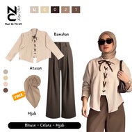 One Set for Women, Korean Style [Blouse + Pants] Free Hijab _ Trending Outfit 2025 NC0021