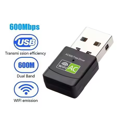USB WiFi Adapter Wireless AC600 Ethernet Dongle 5Ghz Lan USB2.0 Wi-Fi Free Driver PC Wi Fi Receiver