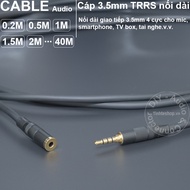 Trrs DIY headphone extension cord with mic 0.2 to 40 meters - 3.5mm audio cable 4 pole extension