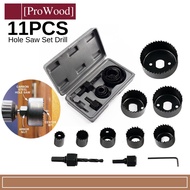 11pcs Hole Saw Set Drill Bit 19mm ~ 64mm Cutter Core Shaft Plastic Wood Alloys & Thin Sheet Metal 6p