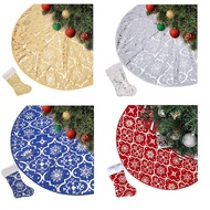 48 Inch Christmas Tree Skirt Xmas Soft Cover Mat Decor Snowflake Collar Farmhouse Tree Skirt
