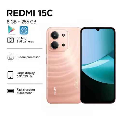 2026 new Redmi 15C 5G 8GB+256GB High Storage Smartphone with 6000mAh Battery Ultra Long Battery Life