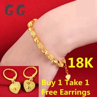 Spot Sales of New Products Gold 18k Pawnable Saudi Thousand Pure Gold Bracelet for Women-lucky Bracelet Send A Gold Earring