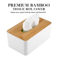 DR GYM Japanese Style Bamboo Wood Cover Tissue Box Desktop Paper Box Simple Plastic Storage Box