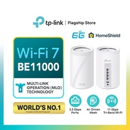 TP-Link BE11000 WiFi 7 Tri-Band Whole Home AI-Driven Mesh Wifi Router With Homeshield Deco BE65 (1 /