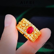 AIFEI JEWELRY For Retro Women 純銀戒指 Cincin Accessories Ring 925 Original Perempuan Court Silver Adjustable Korean Sterling Perak Ruby R2369