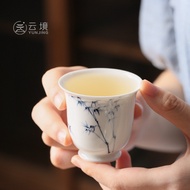 White Underglaze Color Hand-Painted Bamboo Small Tea Cup Blue White Master Cup Ceramic Kung Fu Tea C
