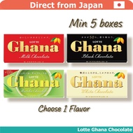 LOTTE GHANA Chocolate | Min 5 Boxes | Milk / Black / White / Matcha | Direct from Japan