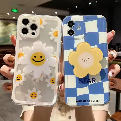 3D Daisy Flower Holder Phone Case For Motorola MOTO G22 G32 G53 G60 G72 G71 G52 G30 Edge 40 Pro Soft