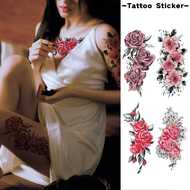 (5 Sheets/Pack) Rose Pattern And Colorful Flower Temporary Tattoo Stickers, Sexy Fake Tattoo For Wom