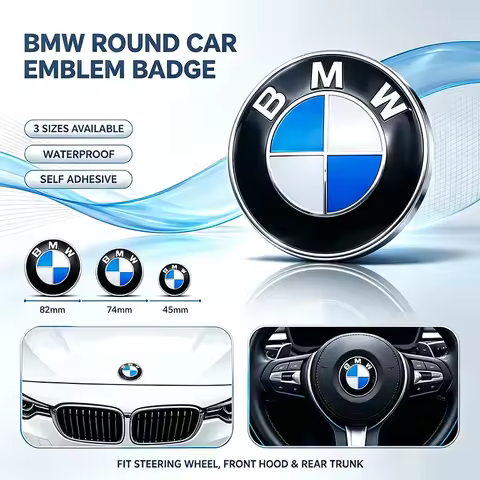 82/74/45mm BMW Round Car Emblem Classic Logo Front Rear Steering Wheel Valve Caps for X1 X3 X5 E39 E