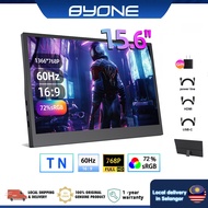 BYONE 15.6"  Portable Monitor 1366*768P 60Hz Ultra-thin  Display 72%sRGB Support TYPE-C USB-A HDMI f