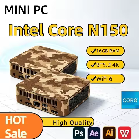Compact Mini Pc Intel N150 Mini PC Computer 16GB RAM 1TB SSD Gaming PC Wifi 6 BT5.2 Mini PC Desktop