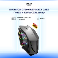 INVASION GT50 GREY/WHITE MATX CASE (COMES WITH 4 FAN & CTRL HUB)