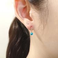 極簡幾何 亞利桑那土耳其石 14K GF 包金 小直管長方開口耳環