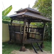 [INSTALLATION] Gazebo 6x6 with Seat Cengal Wood Pondok Kayu Handmade Outdoor Garden Yard Staircase Taman Bunga Pagar Tangga Pergola (42 Days Delivery)