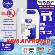 KKM APPROVED 5L CODEX Sanitizer Kills 99.99% virus & bacteria