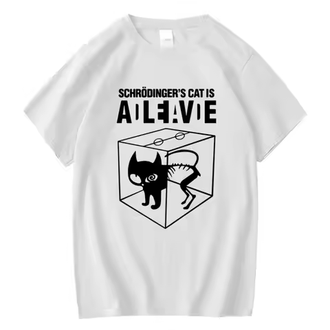 Men's T-shirt Top Quality Cotton Schrodinger's Cat Print Summer Short Sleeve Men T Shirt Casual The 
