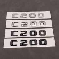 3d ABS Chrome Black Logo C200 Emblem Adhesive Letters Decal Car Trunk Badge For W204 W205 C 200 C200